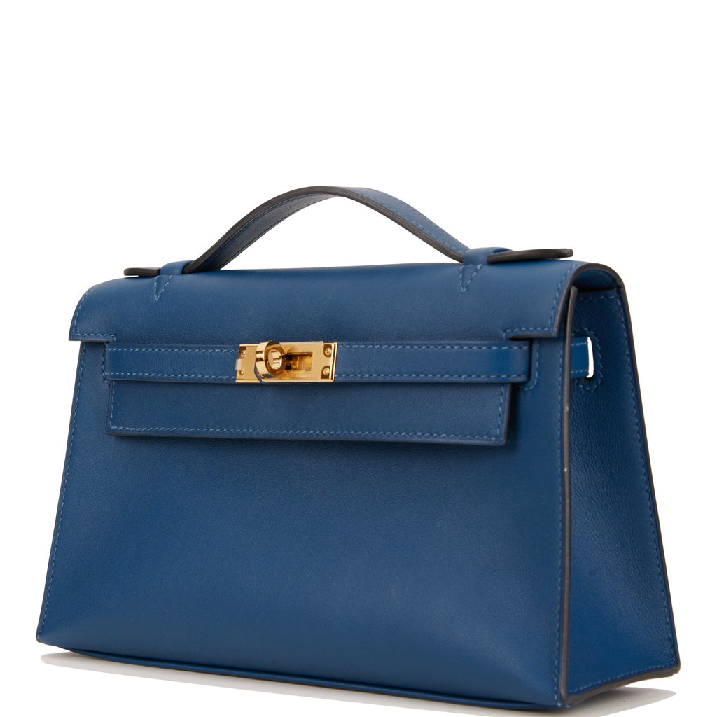 Hermès Kelly Pochette Swift Blue Frida | SACLÀB