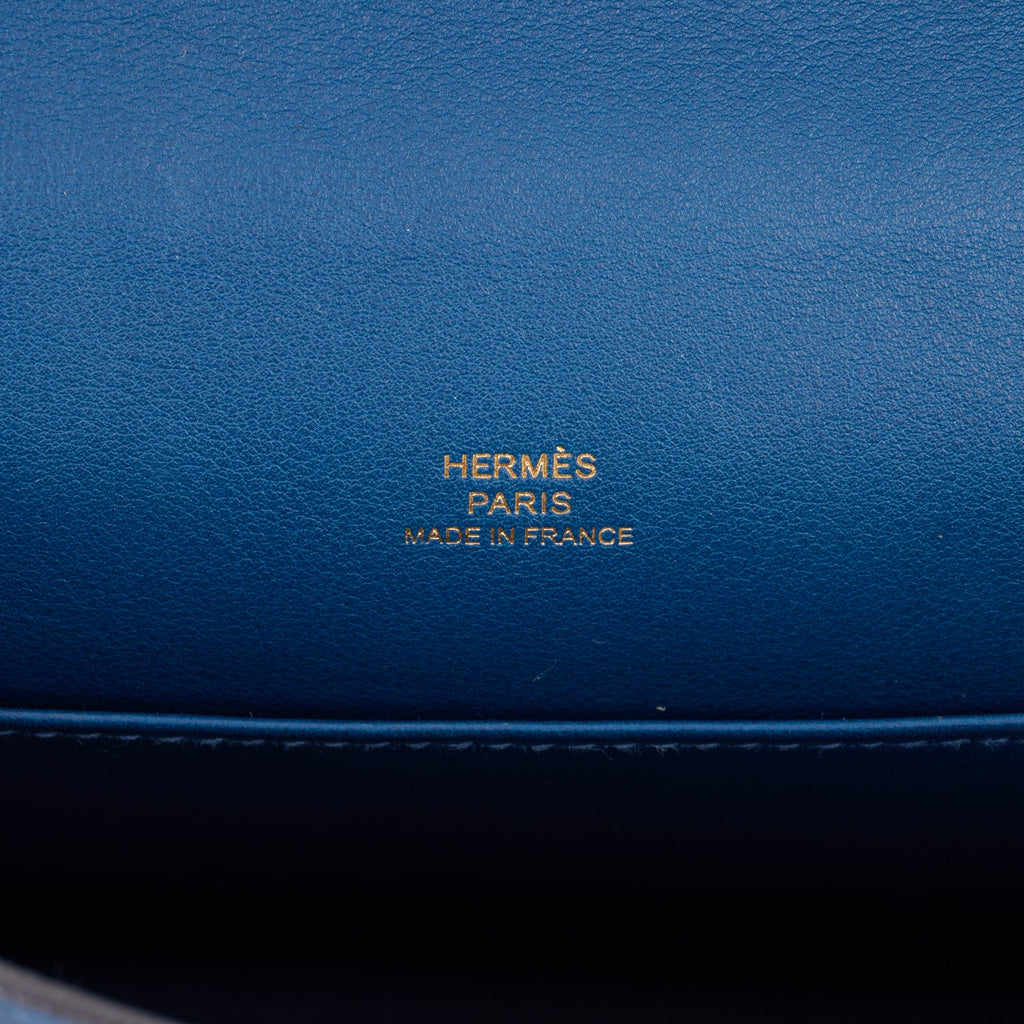 Hermes Kelly Pochette Bleu Zellige Swift Gold Hardware #D