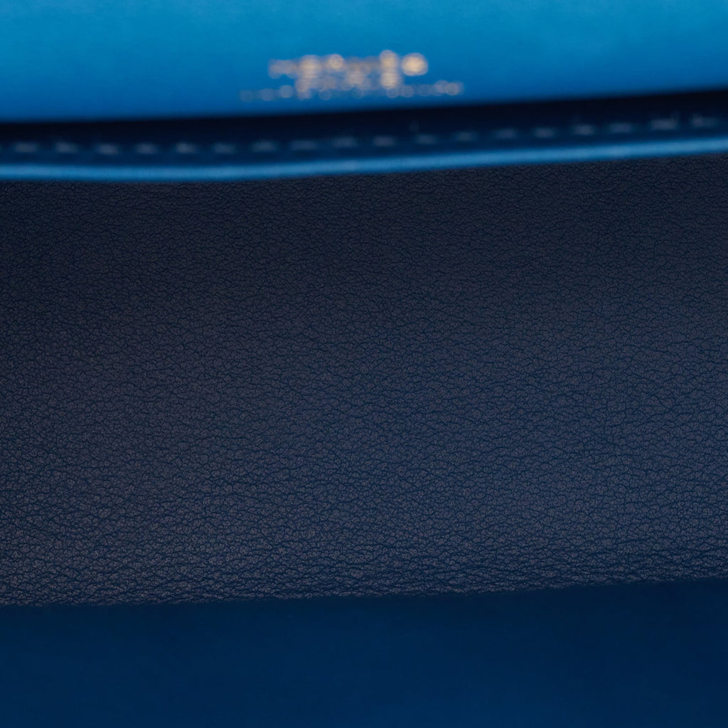 Hermes Mini Kelly Pochette Blue Izmir Epsom Gold Hardware