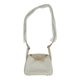 Hermes Mini Lindy Gris Perle Ostrich Gold Hardware