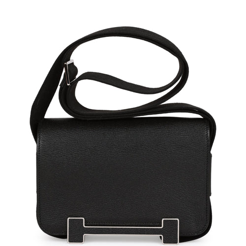 Hermes Geta Black Chevre Palladium Hardware