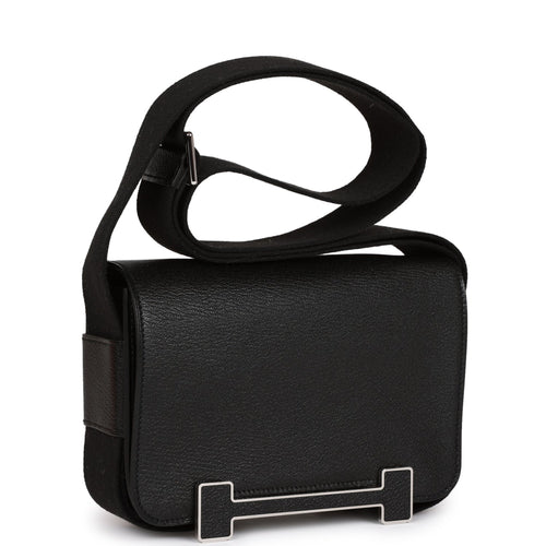Hermes Geta Black Chevre Palladium Hardware
