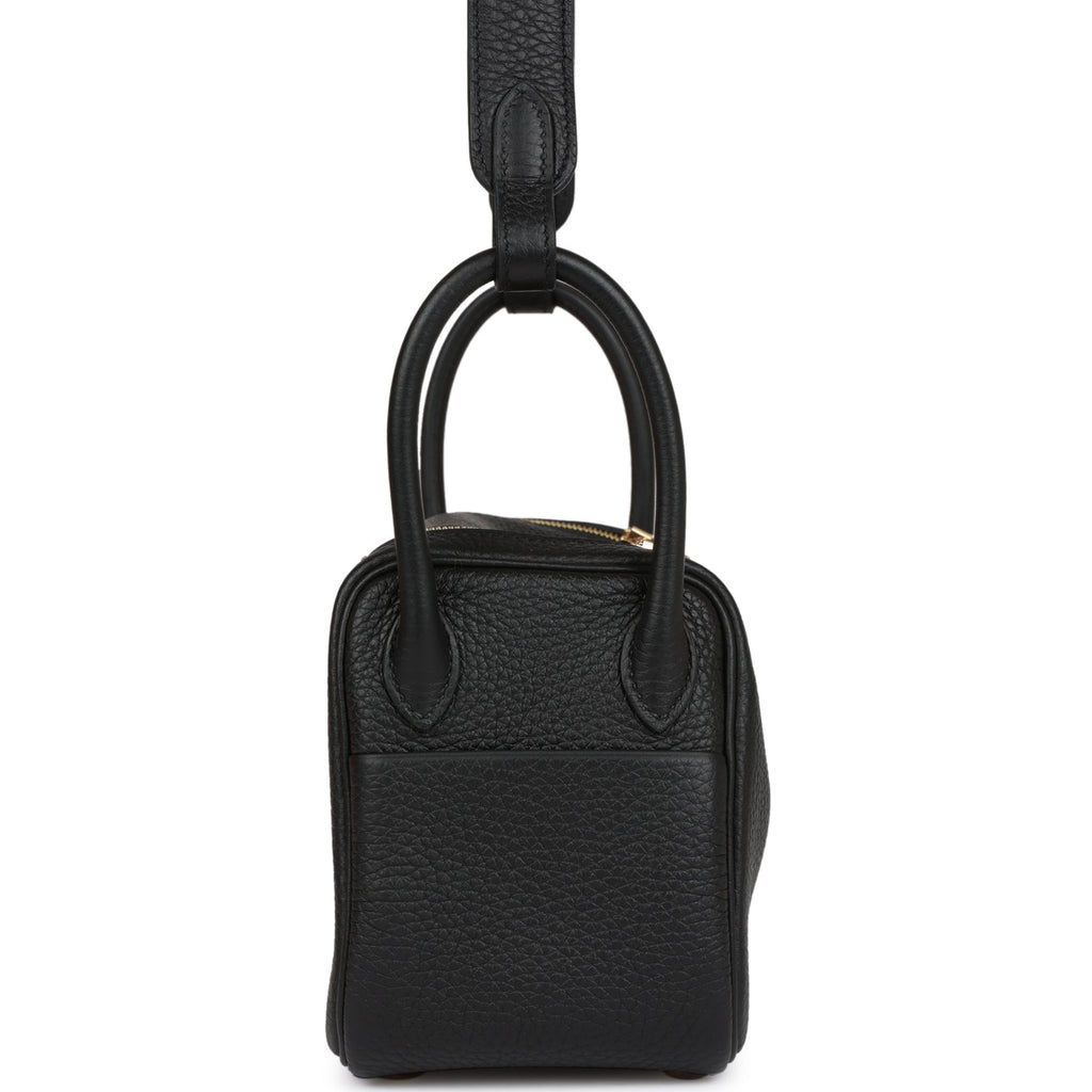 Hermès Mini Lindy Black Clemence With Gold Hardware