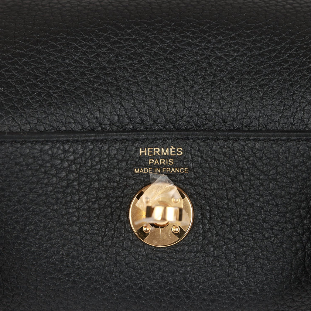 Hermès Black Taurillon Clemence Leather Gold Finish Mini Lindy Bag Hermes