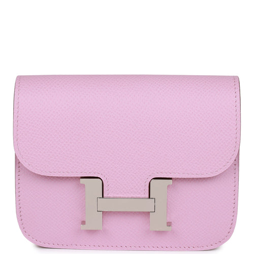 Hermes Constance Slim Wallet Mauve Sylvestre Epsom Palladium Hardware
