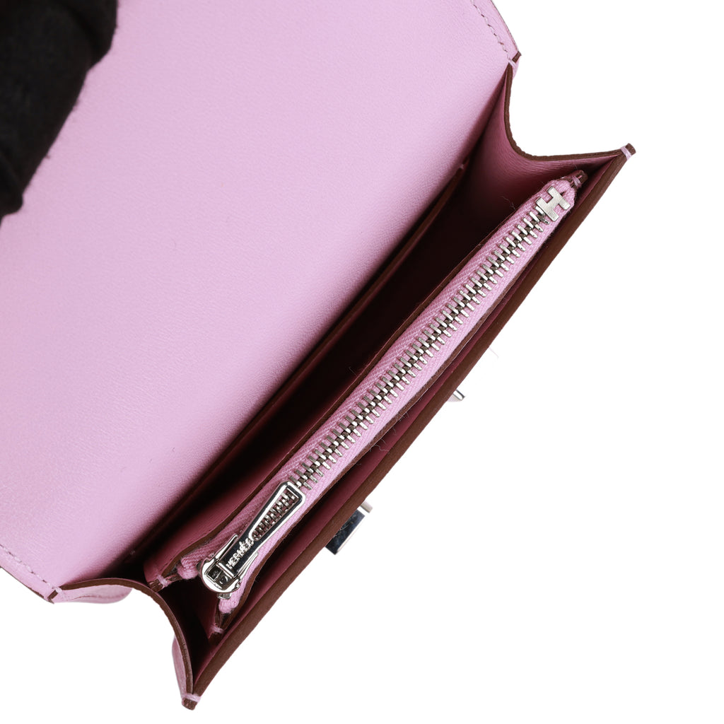Hermes Constance Slim Wallet Waist Belt Bag Rose Mexico Epsom Palladiu –  Mightychic