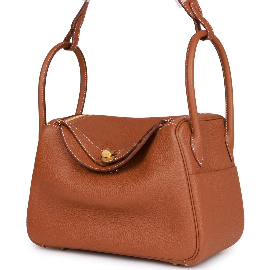 New Auth Hermes Lindy 26 Trench Clemence Gold Hardware Handbag Shoulder Bag
