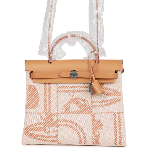 Hermes Herbag Zip PM 31 Brides de Gala Toile H Berline Natural Sable Palladium Hardware