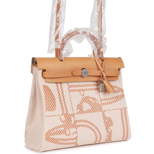 Hermes Herbag Zip PM 31 Brides de Gala Toile H Berline Natural Sable Palladium Hardware