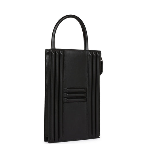 Hermes Cadena Lock Bag Black Tadelakt Palladium Hardware