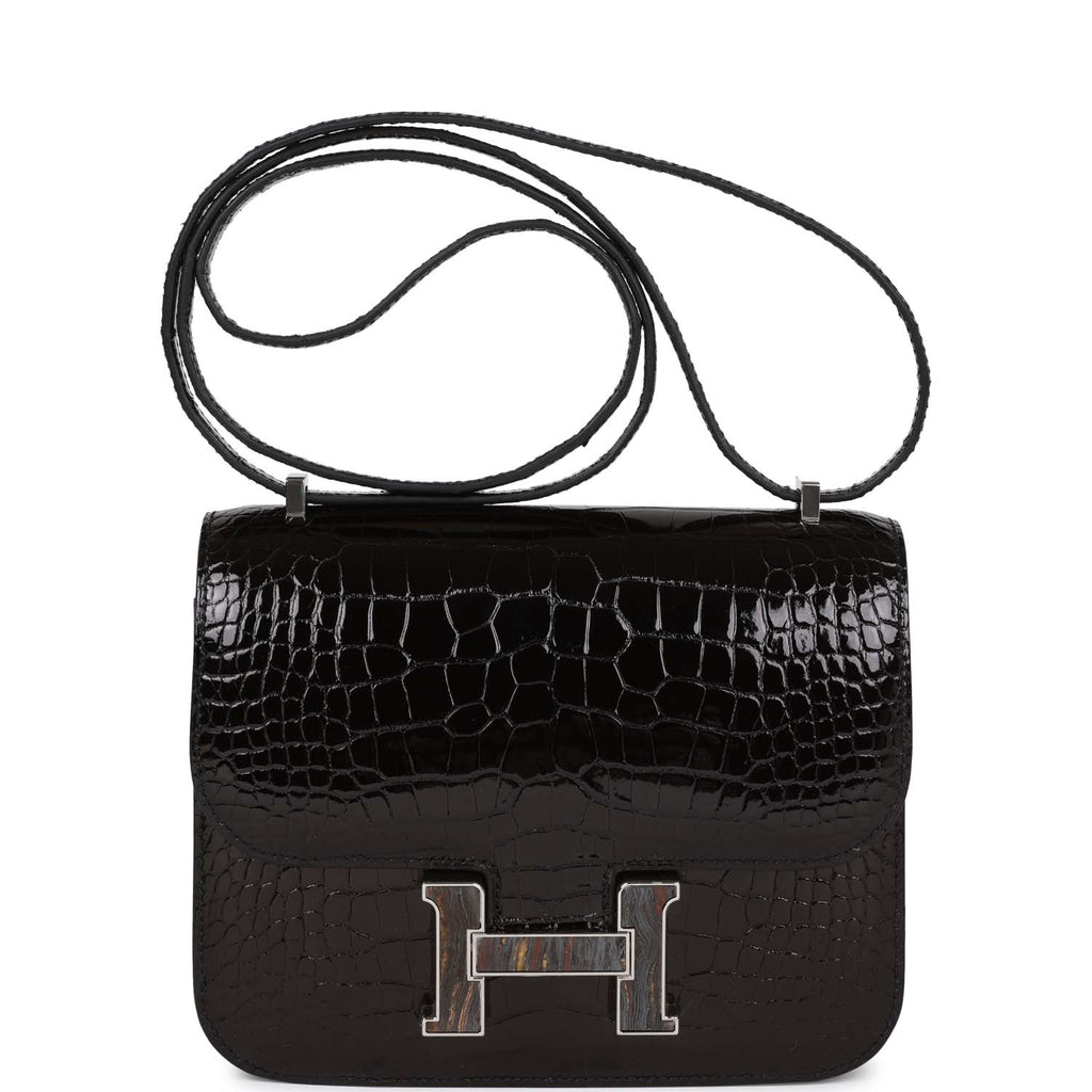 Hermes Constance Mini 18 Black Lizard Handbag