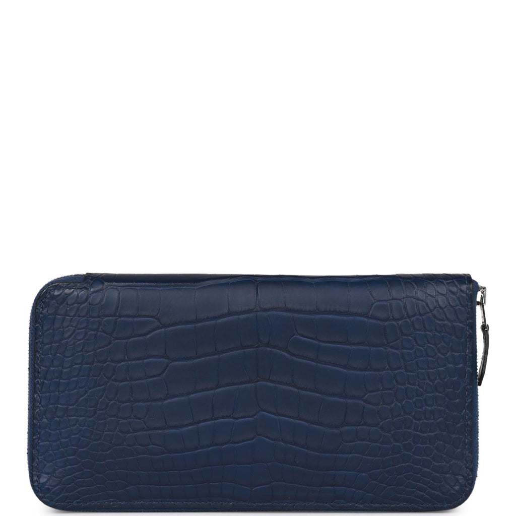 Hermes Azap Classic Wallet Bleu Saphir Matte Alligator Palladium Hardw –  Madison Avenue Couture