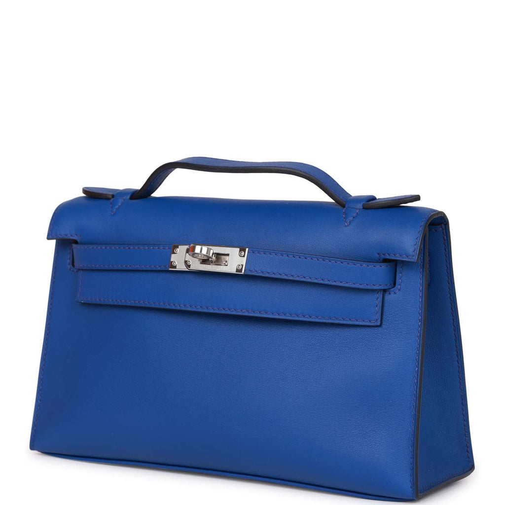 Hermes Blue Atoll Swift Leather Kelly Pochette Bag with Palladium, Lot  #58091