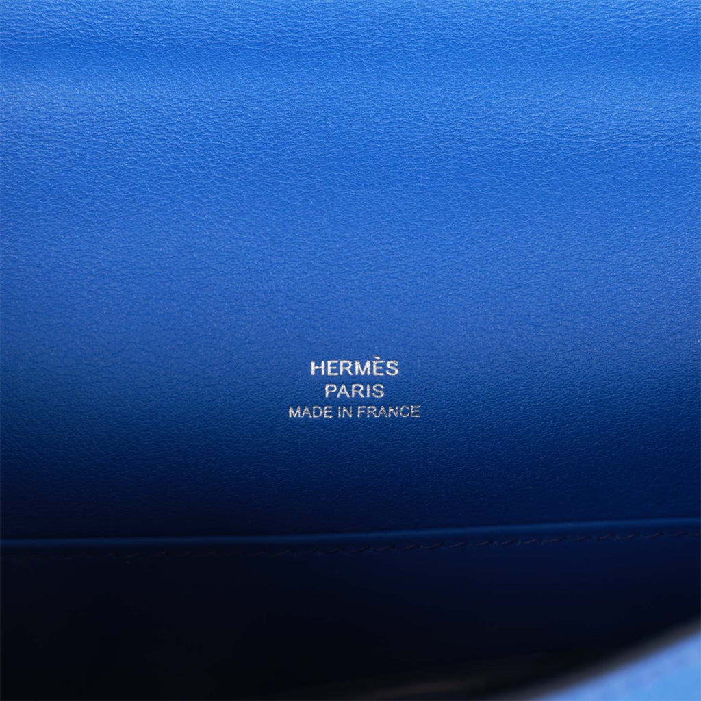 Hermes Kelly Pochette Bleu Brume Swift Palladium Hardware