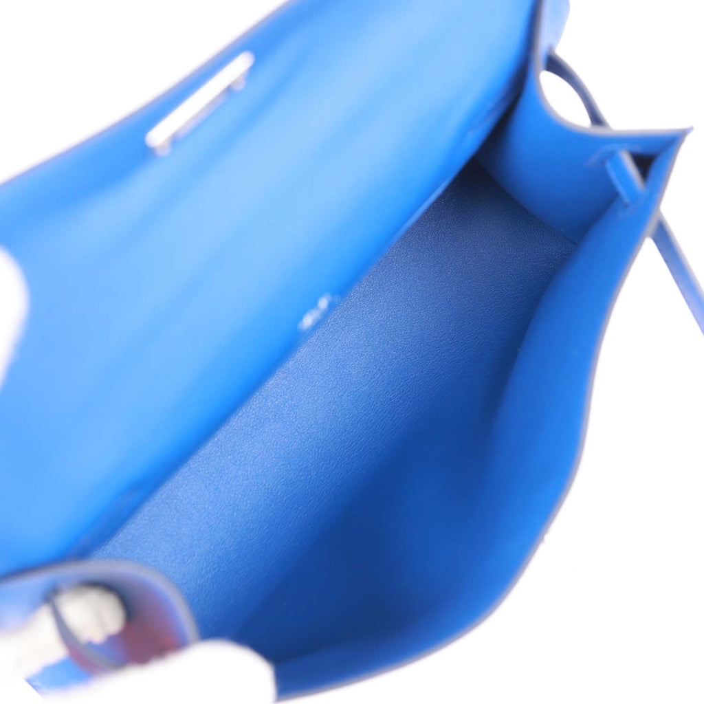 Hermes Kelly Pochette Bleu Brume Swift Palladium Hardware