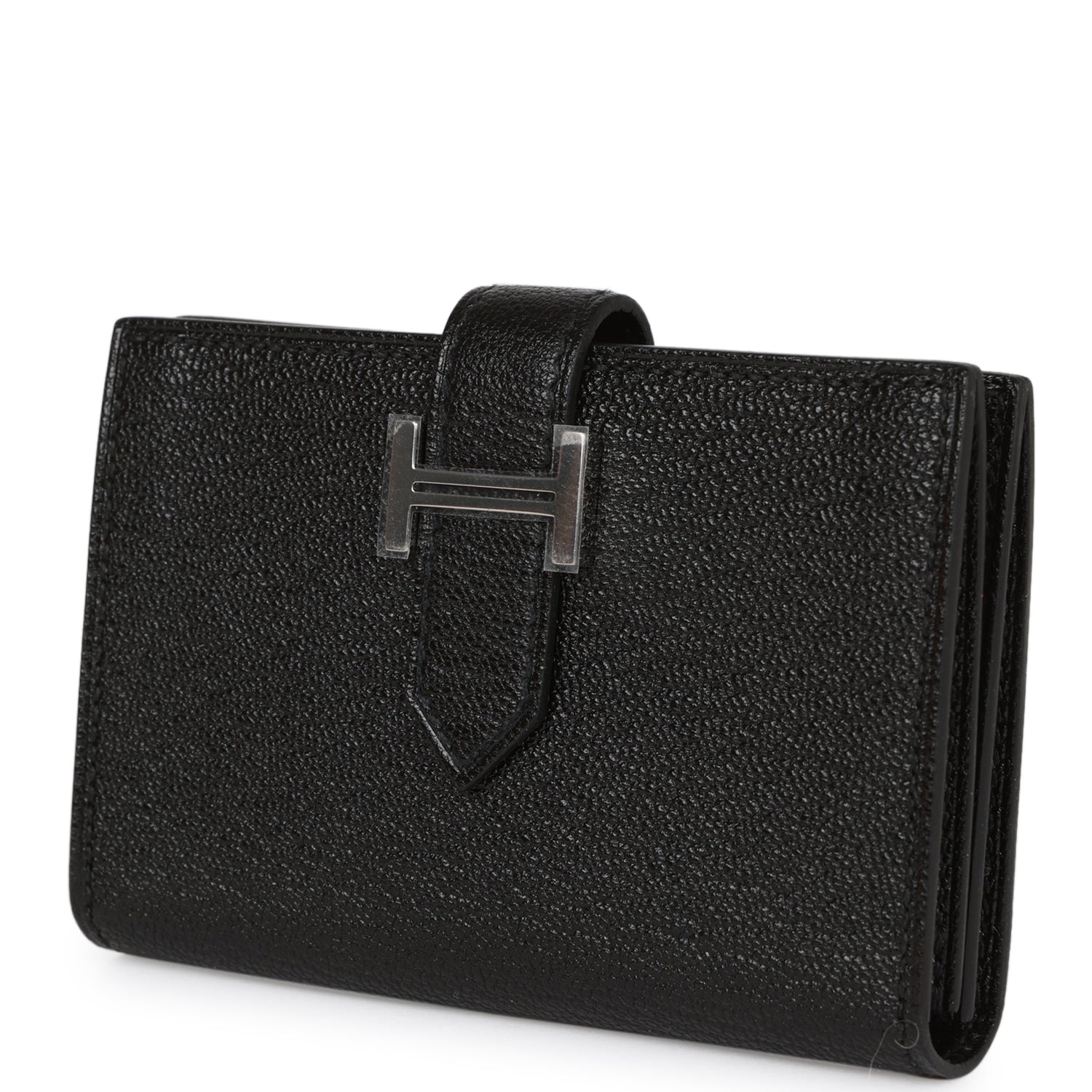 Hermes Bearn Card Holder Wallet Black Chevre Palladium Hardware ...