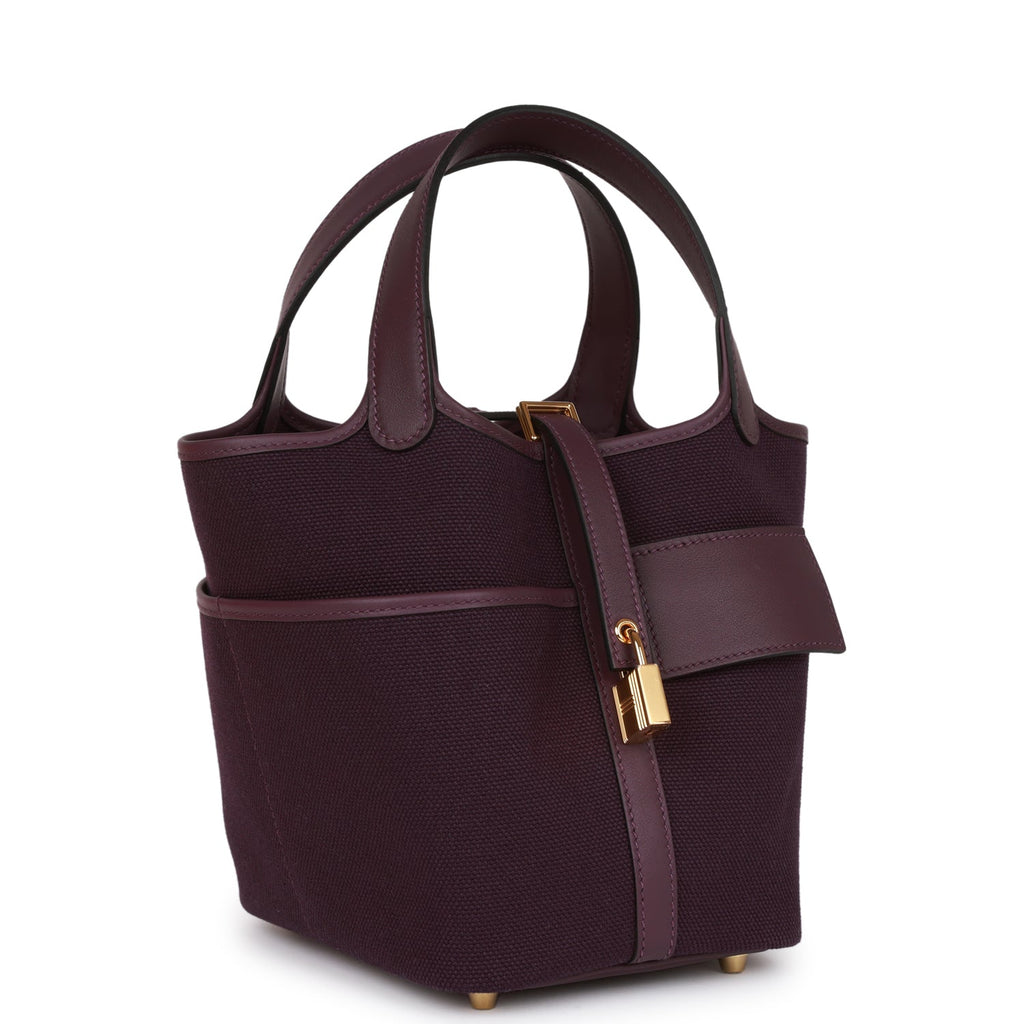 Hermes Picotin Cargo 18 Cassis Swift and Toile Canvas Gold Hardware
