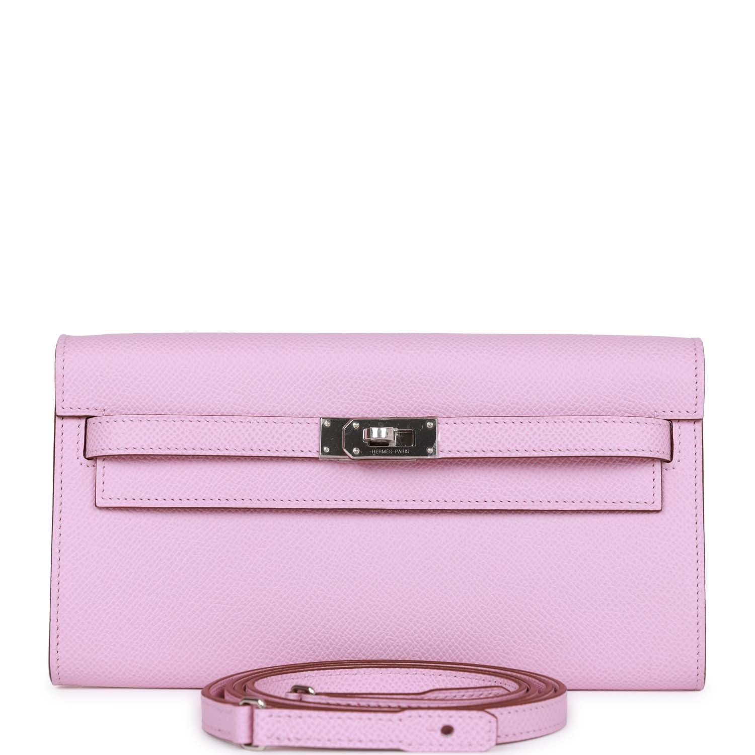 Hermes Kelly Wallet To Go Mauve Sylvestre Epsom Palladium Hardware ...