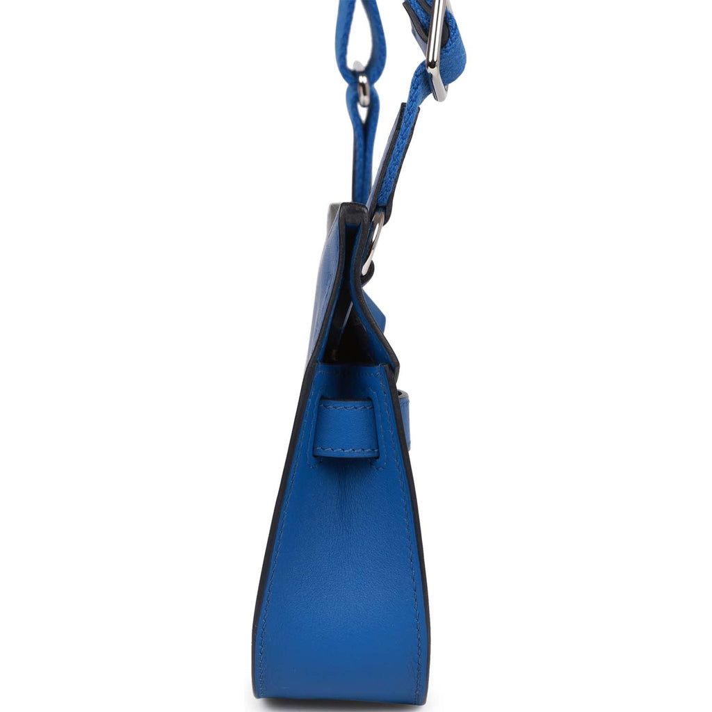 Hermes Jypsiere Mini Bag In Blue With Palladium Hardware at