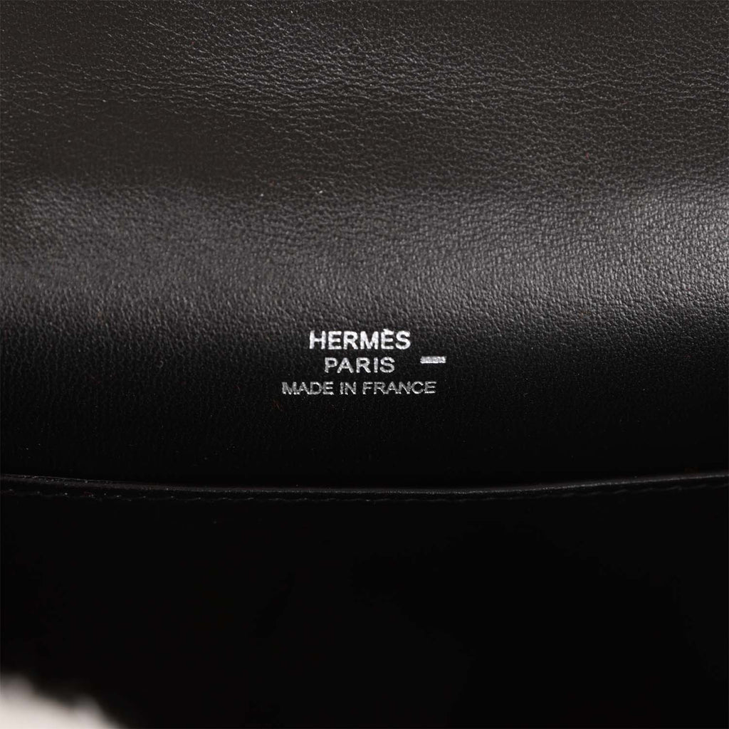Hermes Kelly Pochette Black Lizard Ruthenium Hardware