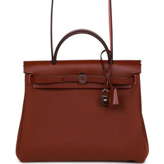 HERMES Herbag Zip 31 Bleu Marine/ Rouge H PHW - Timeless Luxuries