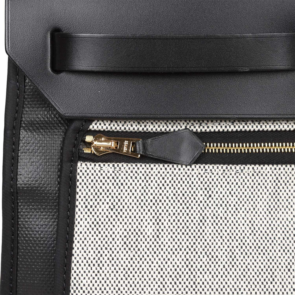 Hermès Black And White Toile GM Retourne Zip Herbag Cabine 50