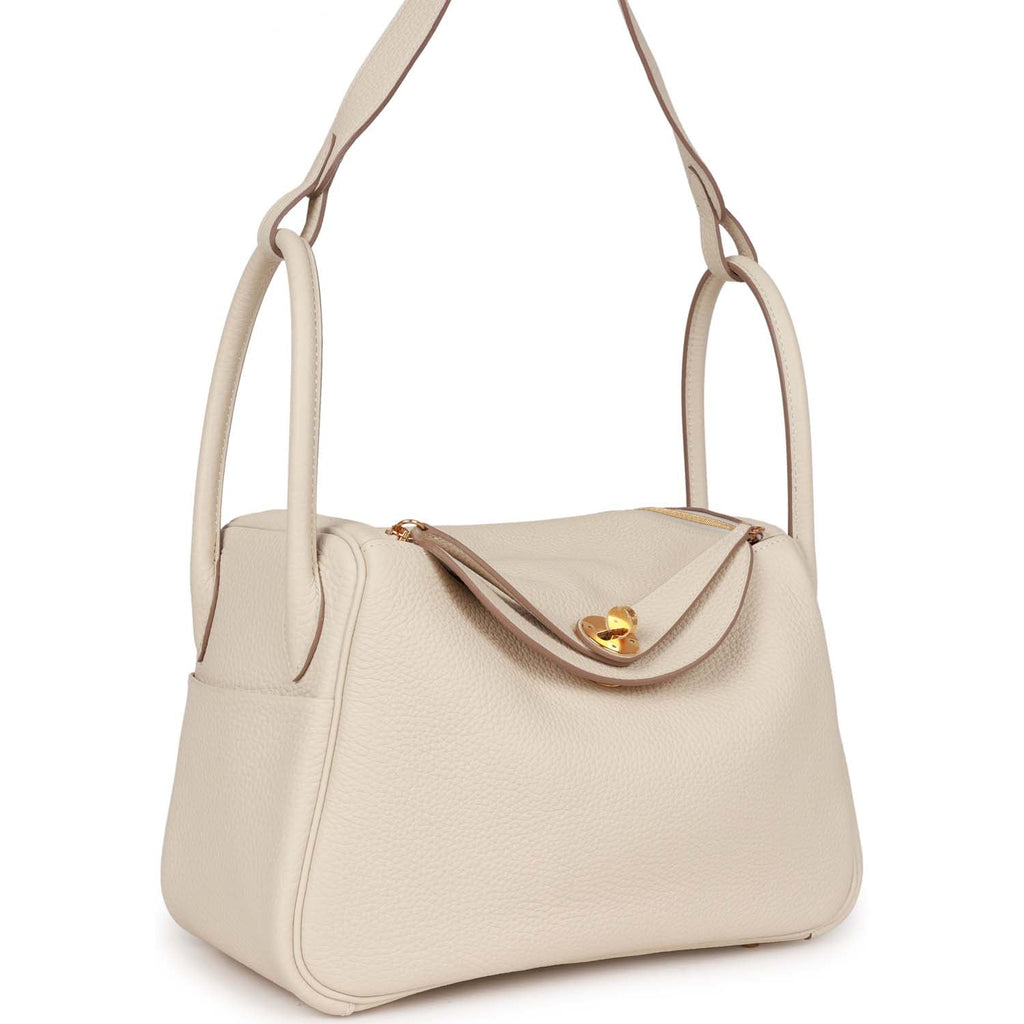 Hermes Lindy bag mini Craie Clemence leather Gold hardware