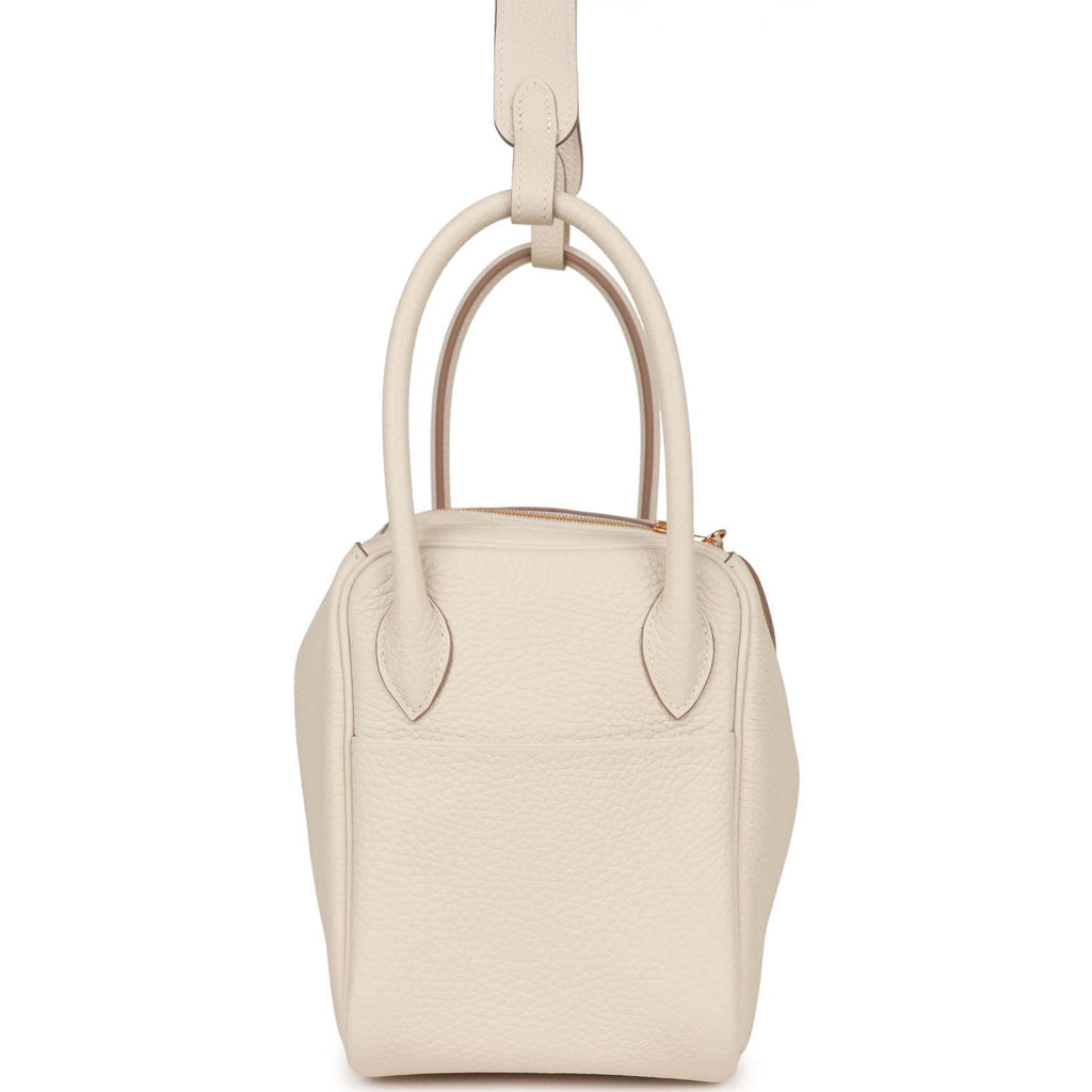 Hermes Craie Clemence Leather Gold Finish Mini Lindy Bag Hermes