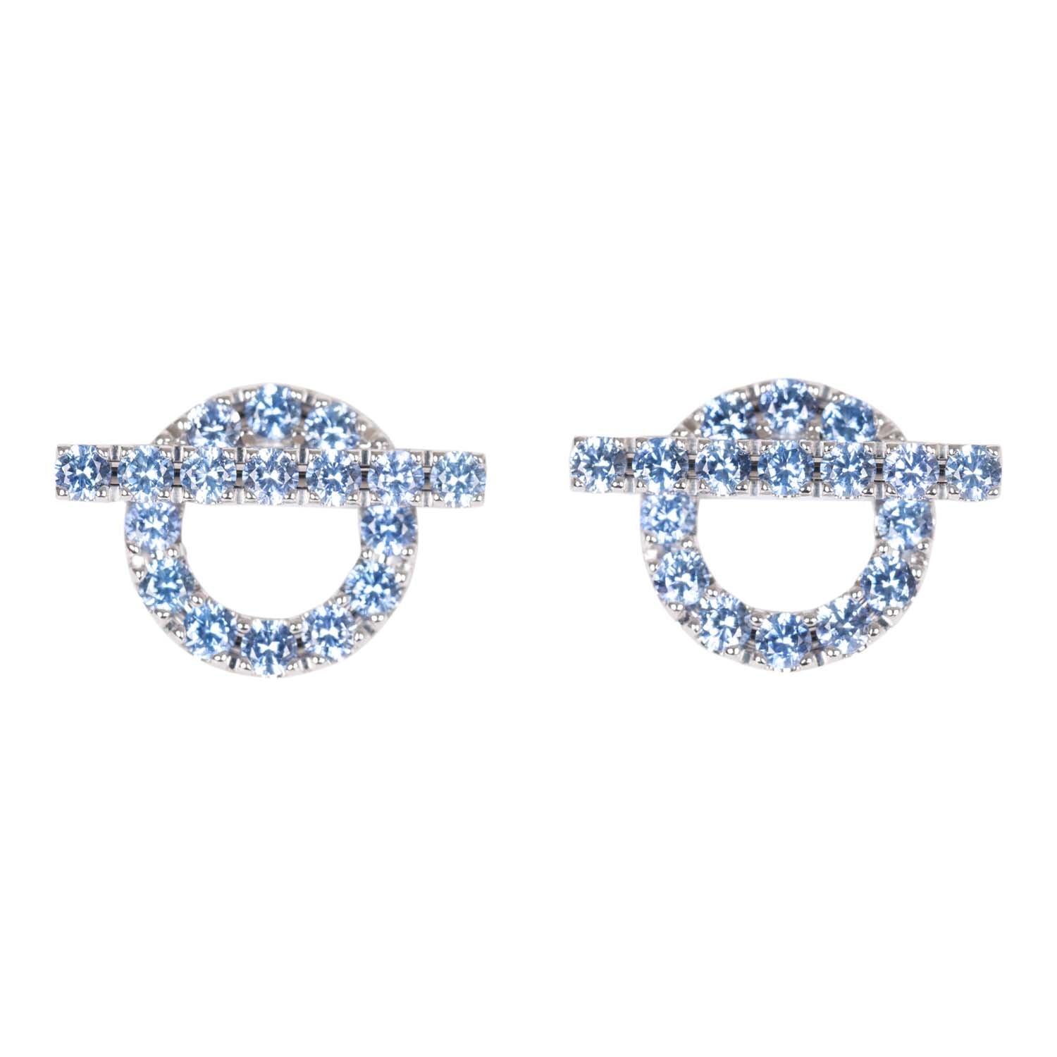 Hermes 18k Sapphire Finesse Earrings White Gold Madison Avenue Couture