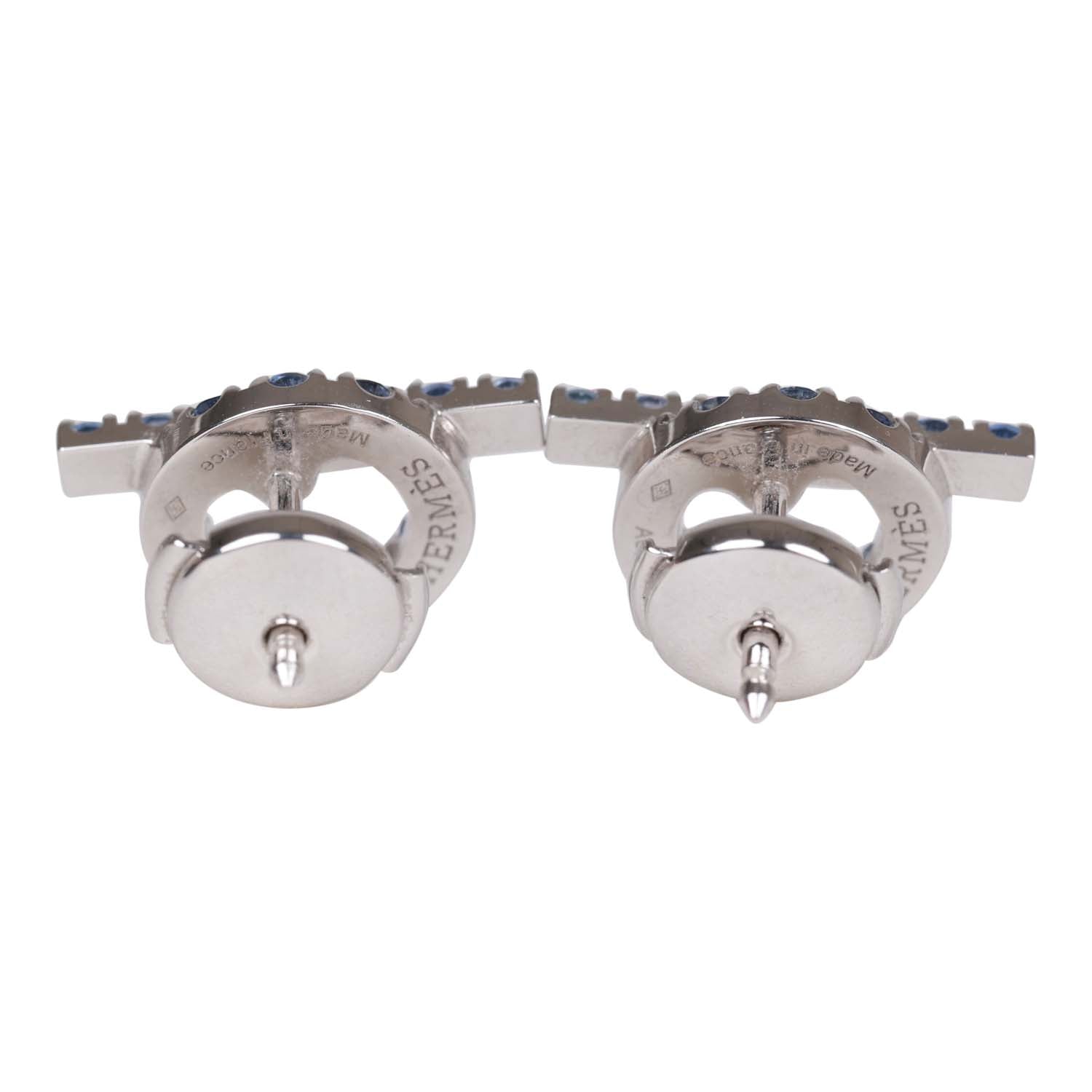 Hermes 18k Sapphire Finesse Earrings White Gold Madison Avenue Couture