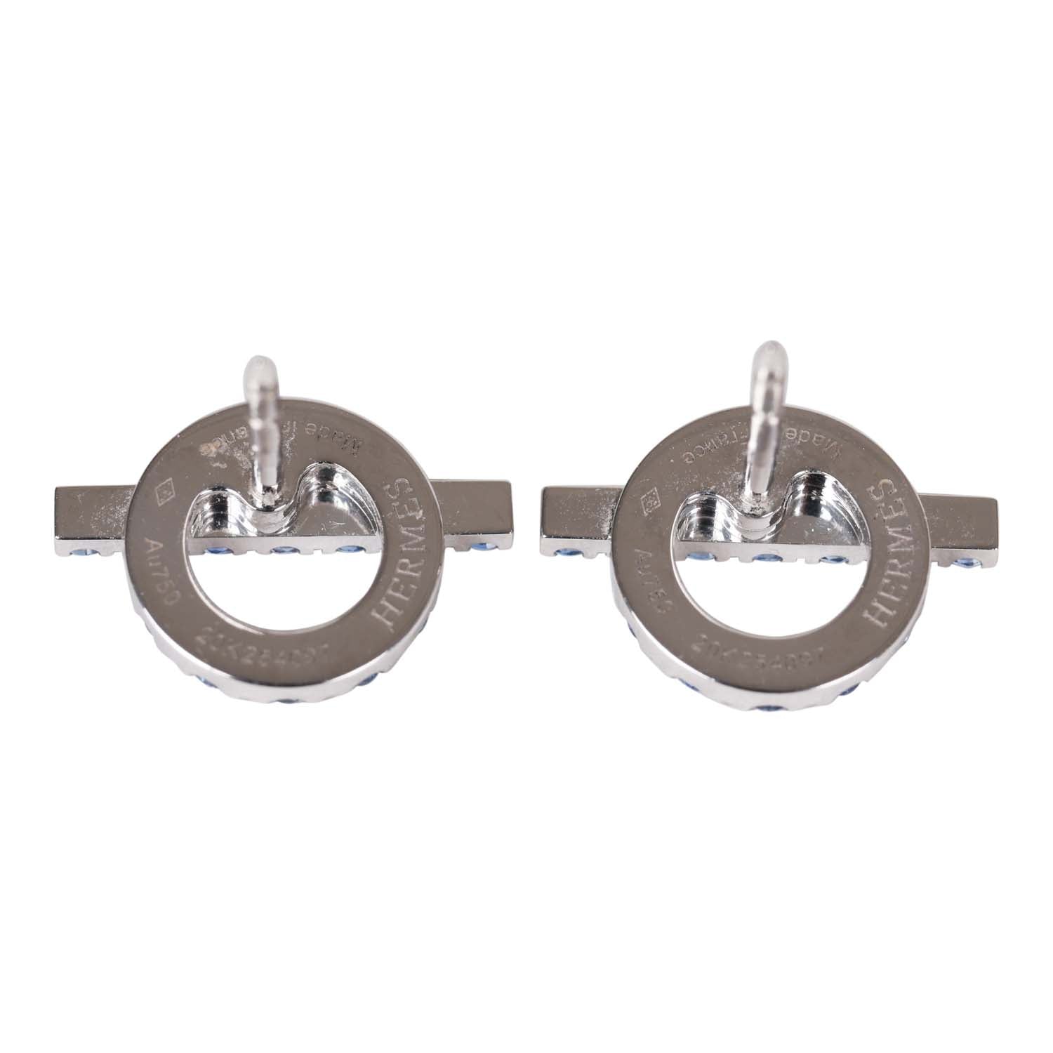 Hermes 18k Sapphire Finesse Earrings White Gold Madison Avenue Couture