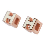 Hermes Cage d'H Earrings White Lacquered Rose Gold