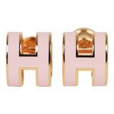 Hermes Rose Dragee Enamel Mini Pop H Earrings RGHW