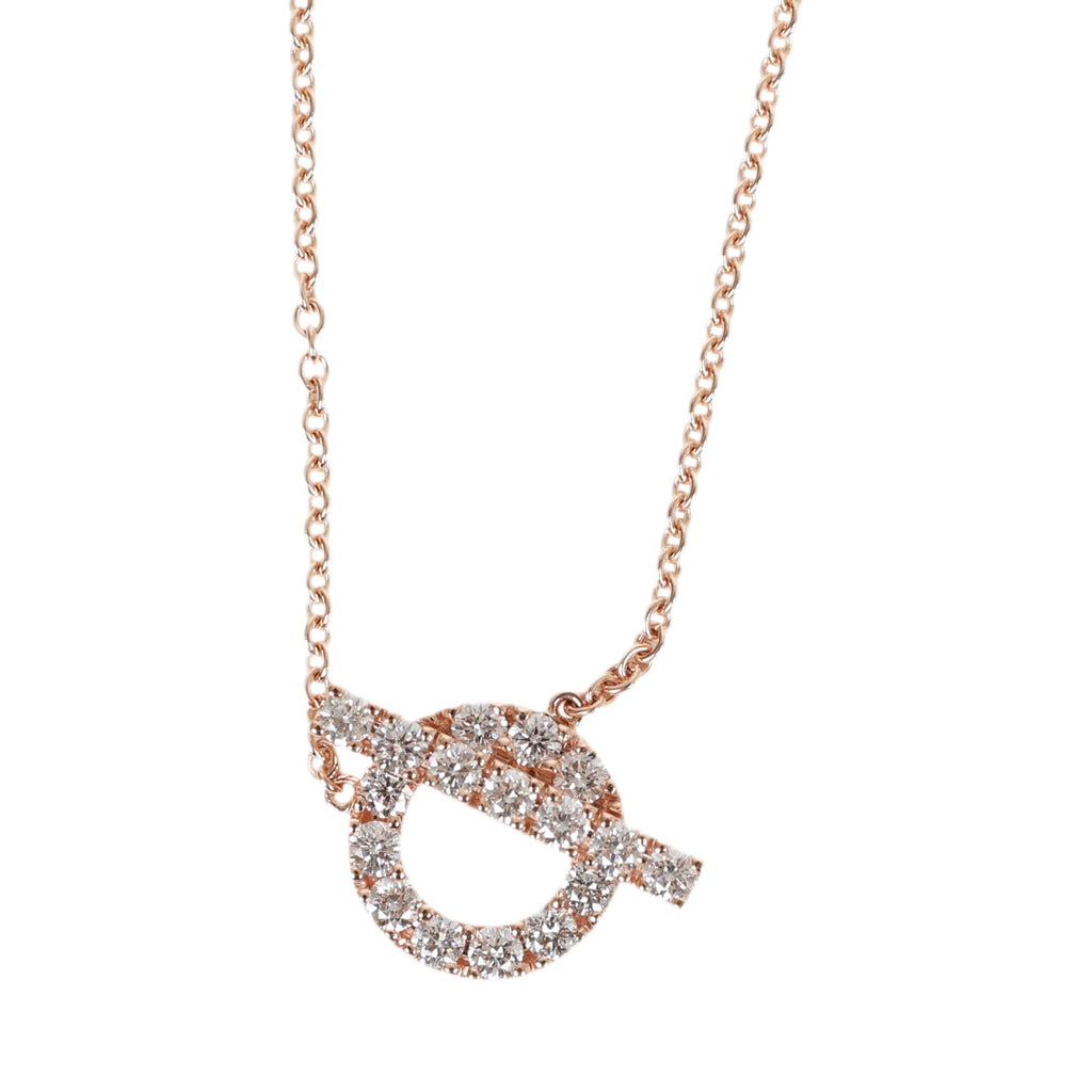 Hermes 18k Rose Gold and Diamond Kelly Pendant | Yoogi's Closet