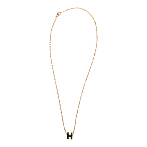Hermes Black Mini Pop H Pendant Necklace