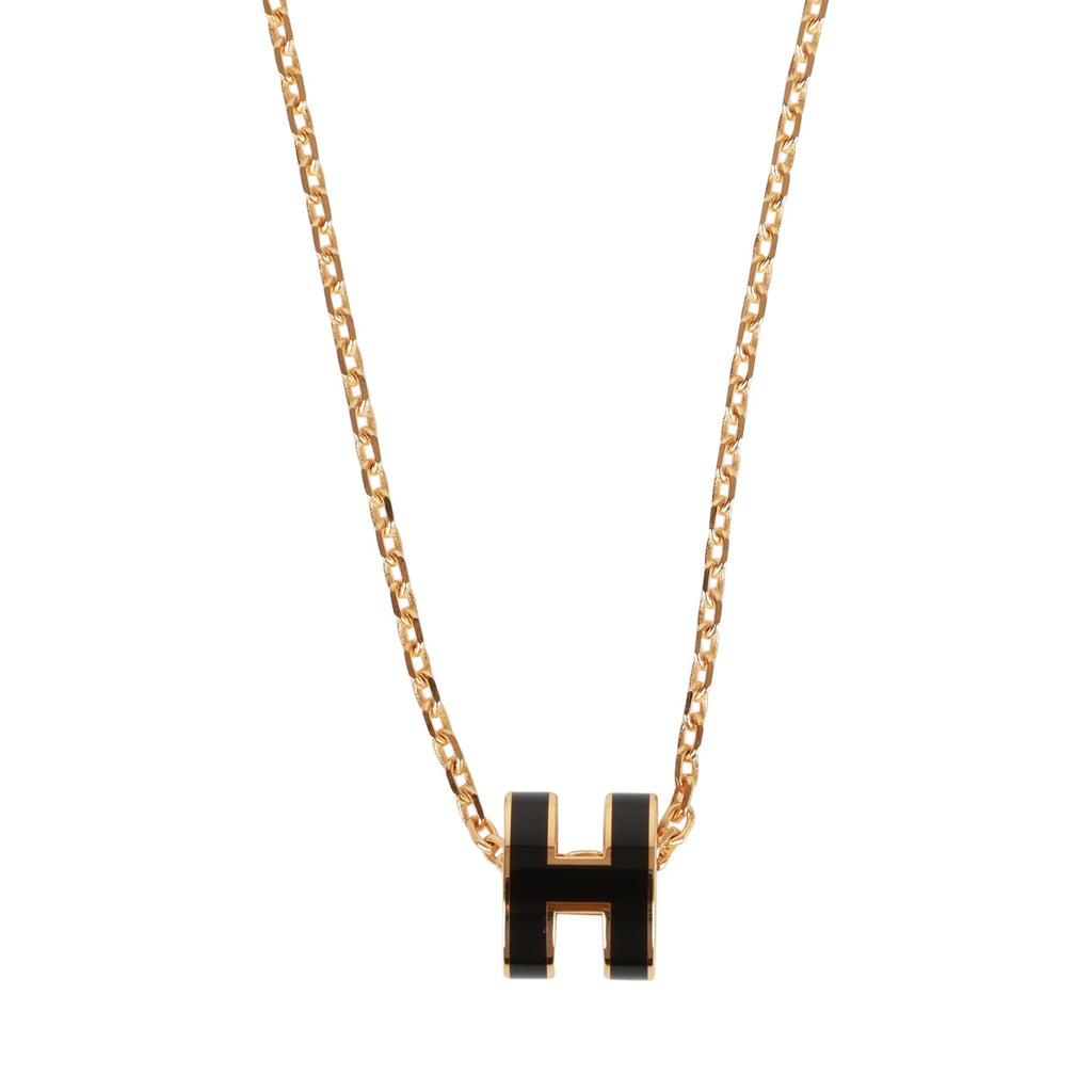 Hermes Black Mini Pop H Pendant Necklace