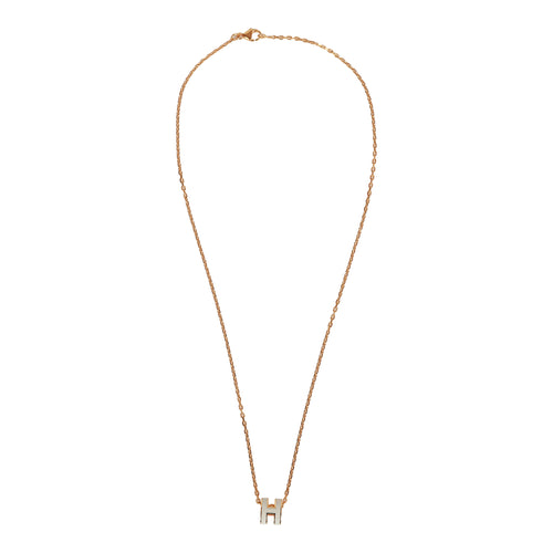 Hermes White Mini Pop H Pendant Necklace