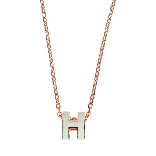 Hermes Bleu Zephyr Mini Pop H Pendant Necklace
