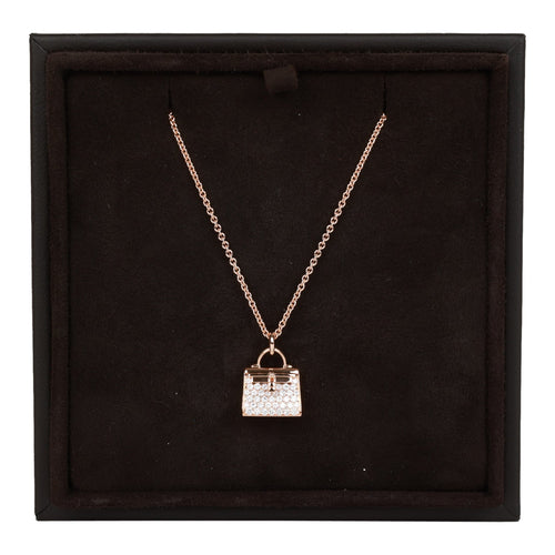 Hermes Kelly Amulettes Pendant Necklace Diamonds & 18k Rose Gold