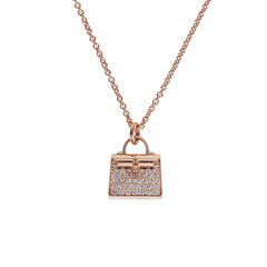 Hermes Kelly Amulettes Pendant Necklace Diamonds & 18k Rose Gold