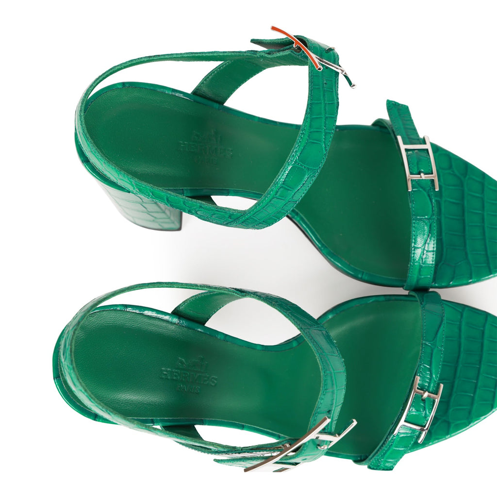 Hermes, Shoes, New Hermes Rouge H Alligator Oran Sandals