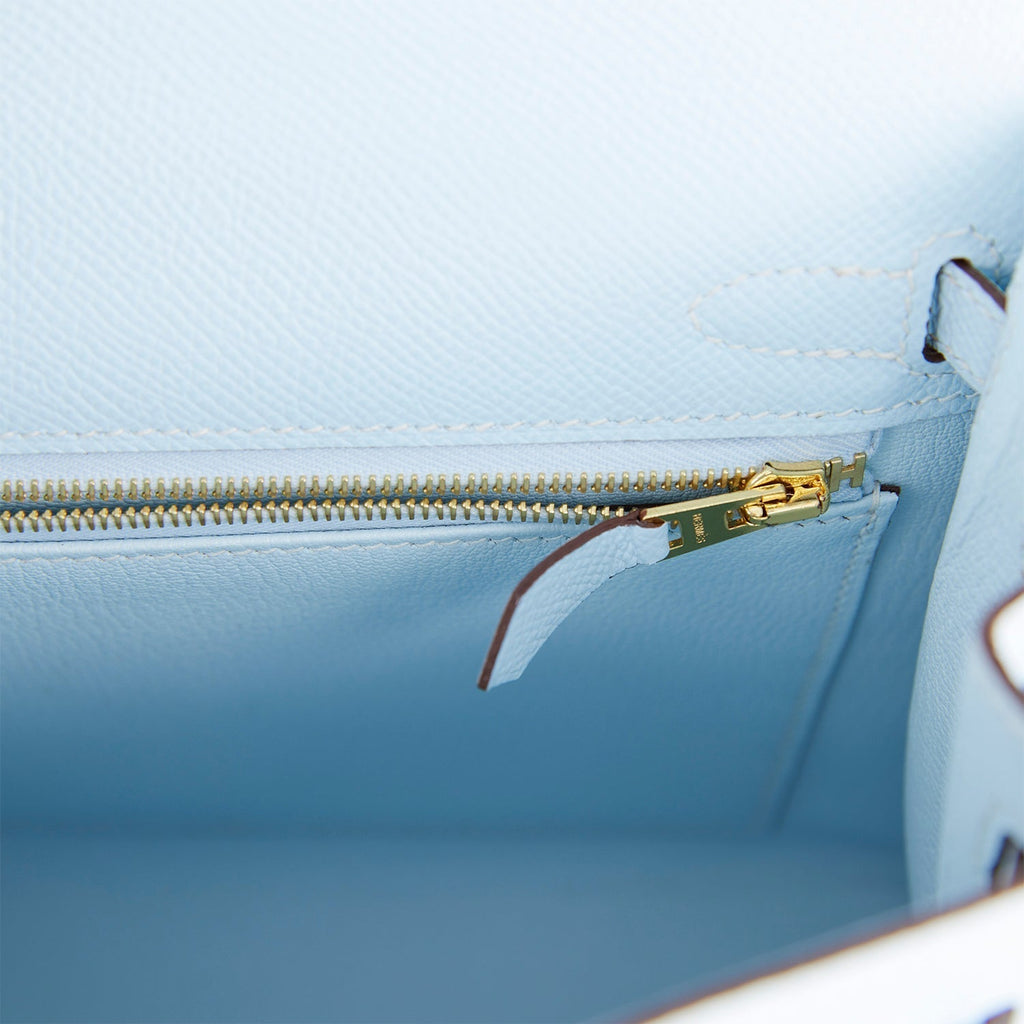 Hermes HSS Kelly 25 Bleu Brume/Bleu Glacier Epsom Brushed Gold Hardware –  Madison Avenue Couture