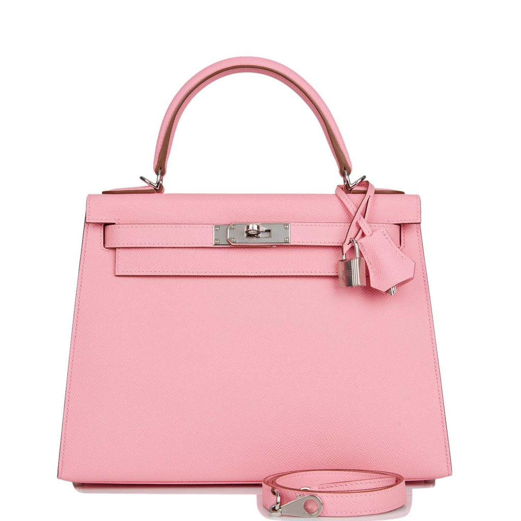 Hermes Kelly 28 Sellier Rose Tyrien Pink Epsom Leather Palladium Shoulder Bag