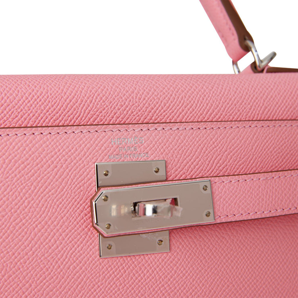 2020 Mint Hermes Kelly 28 Epsom Sellier Pink Rose Extreme Palladium Bag  Strap