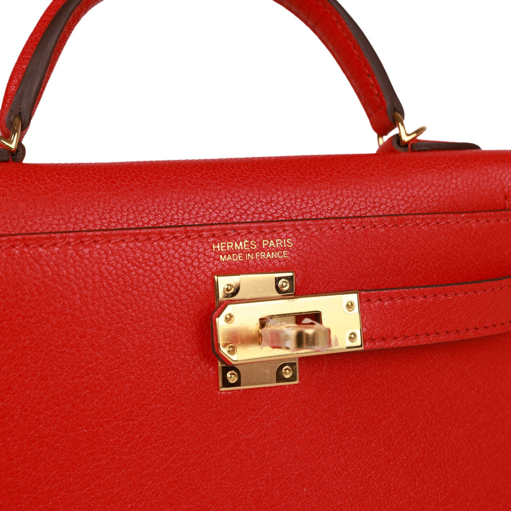 A ROUGE DE COEUR CHÈVRE LEATHER MINI KELLY II WITH GOLD HARDWARE