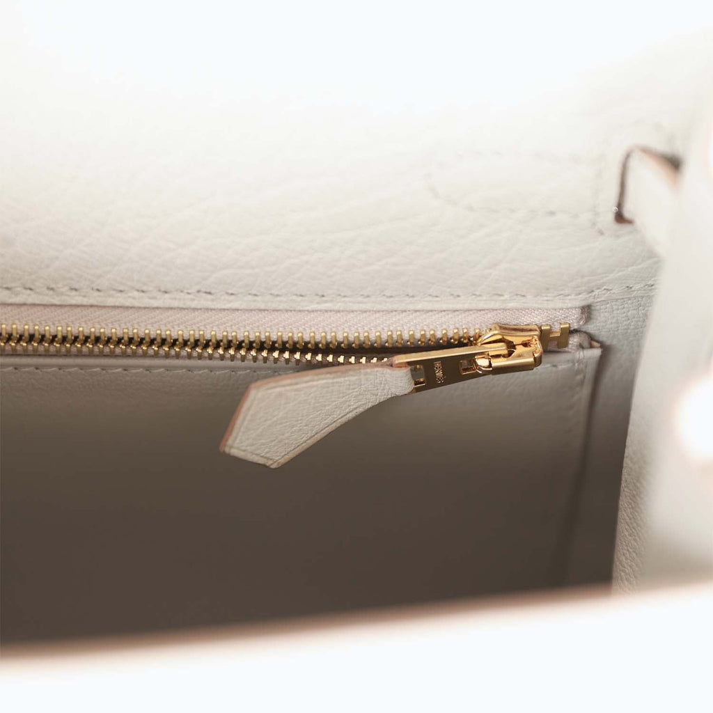 Hermes Kelly Sellier 25 Gris Perle Ostrich Gold Hardware – Madison Avenue  Couture