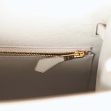 Hermes Kelly Sellier 25 Gris Perle Ostrich Gold Hardware