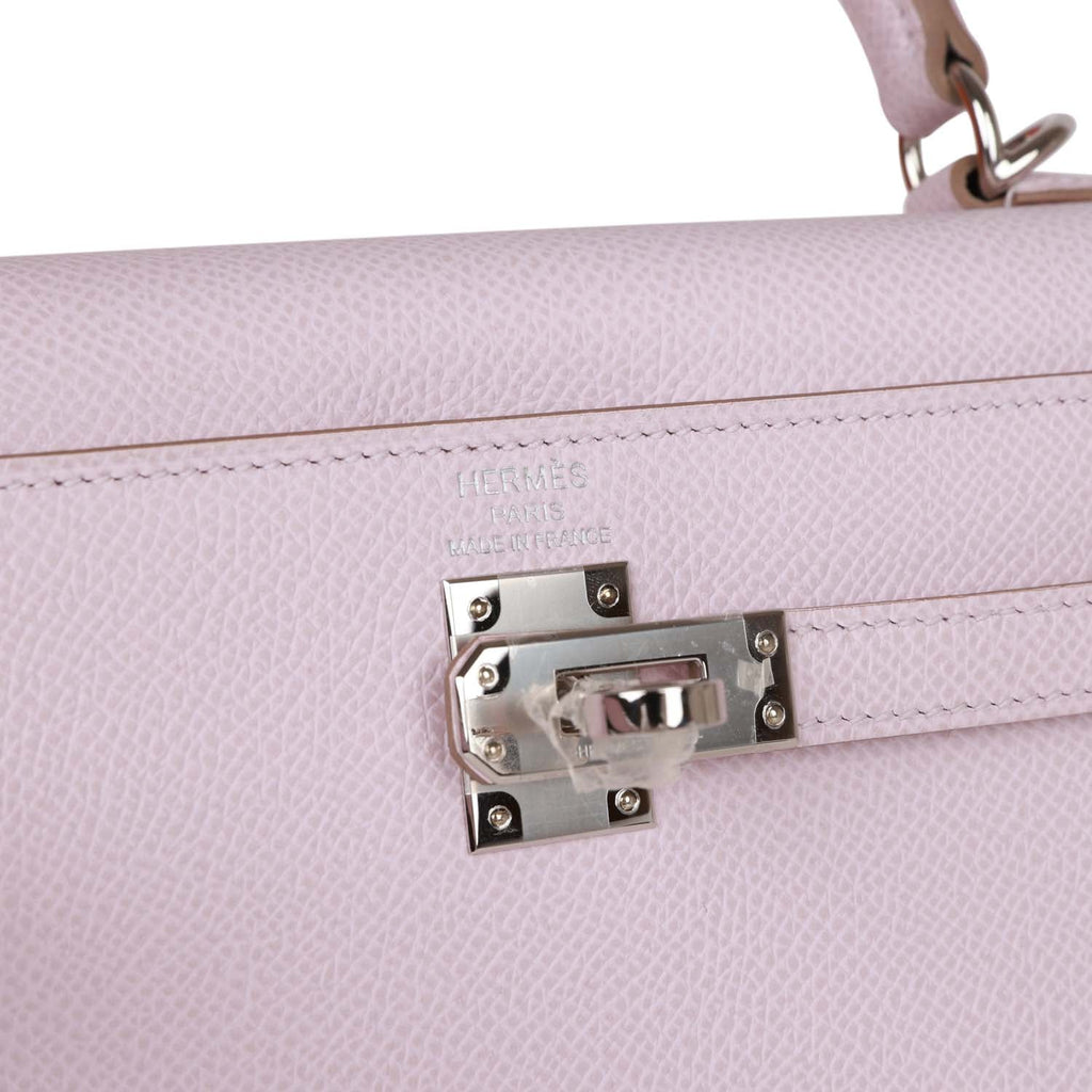 Hermes Kelly 20cm Mauve Pale Sellier For Sale at 1stDibs