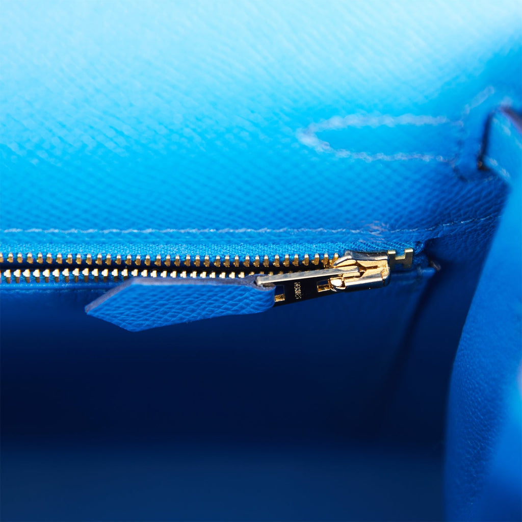 Hermes Kelly 25cm Sellier Rigide Epsom Leather Palladium Hardware, 2T Blue  Paradise - H Famous