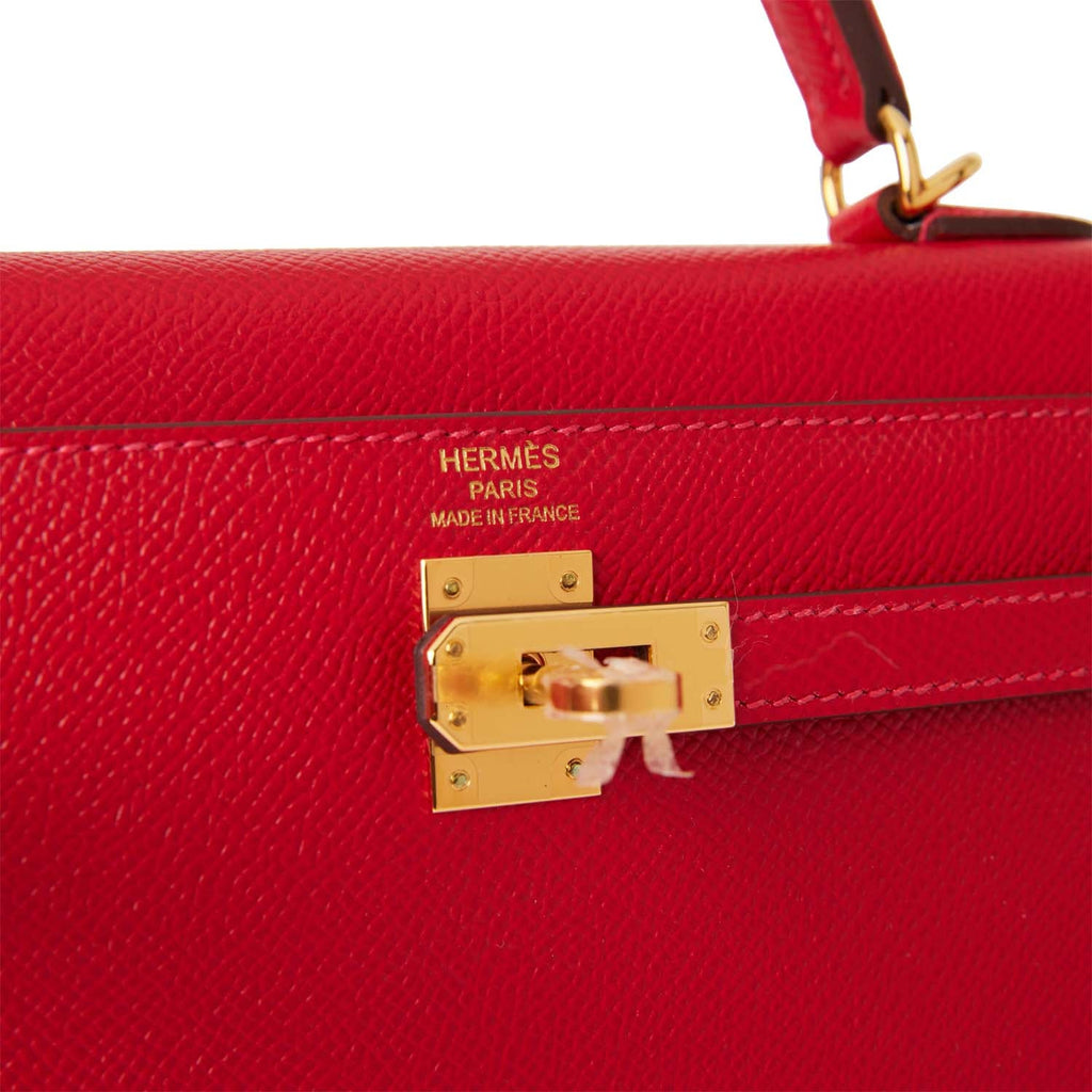 Hermès Kelly 25 Sellier HSS Bi-Color Rouge Casaque & Craie Epsom Brush